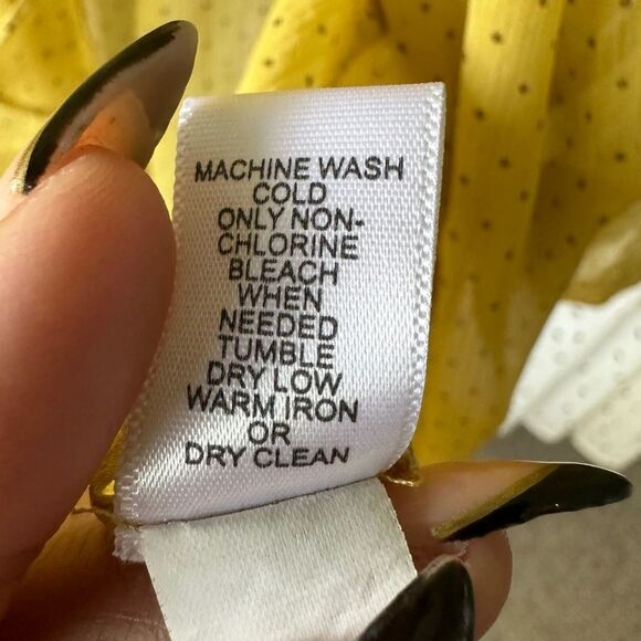 Banana Republic Sheer Waterfall Front Ruffles Polka Dot Button Down Blouse XL - Picture 9 of 9